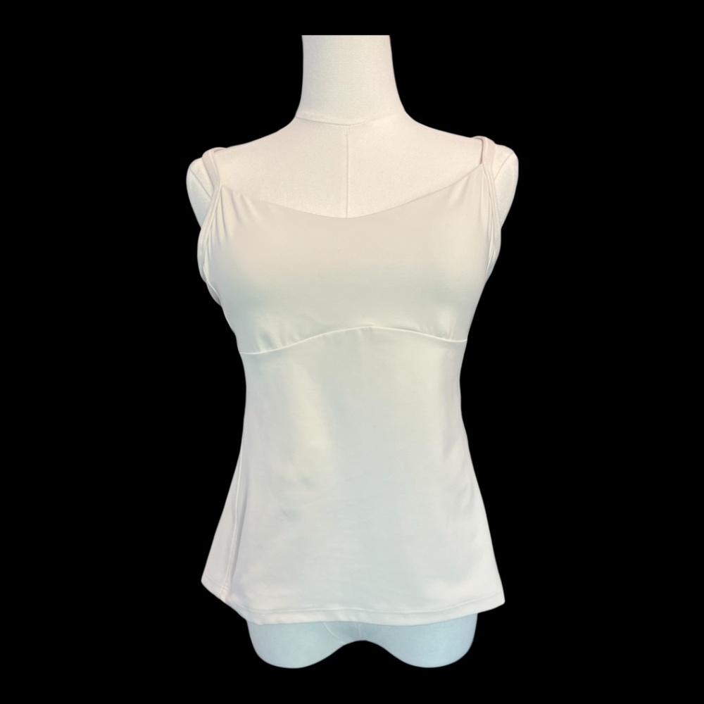 🏋️ EUC ATHLETA Cream “Vital” Racerback Tank Top w/ Built-In Bra Sz L